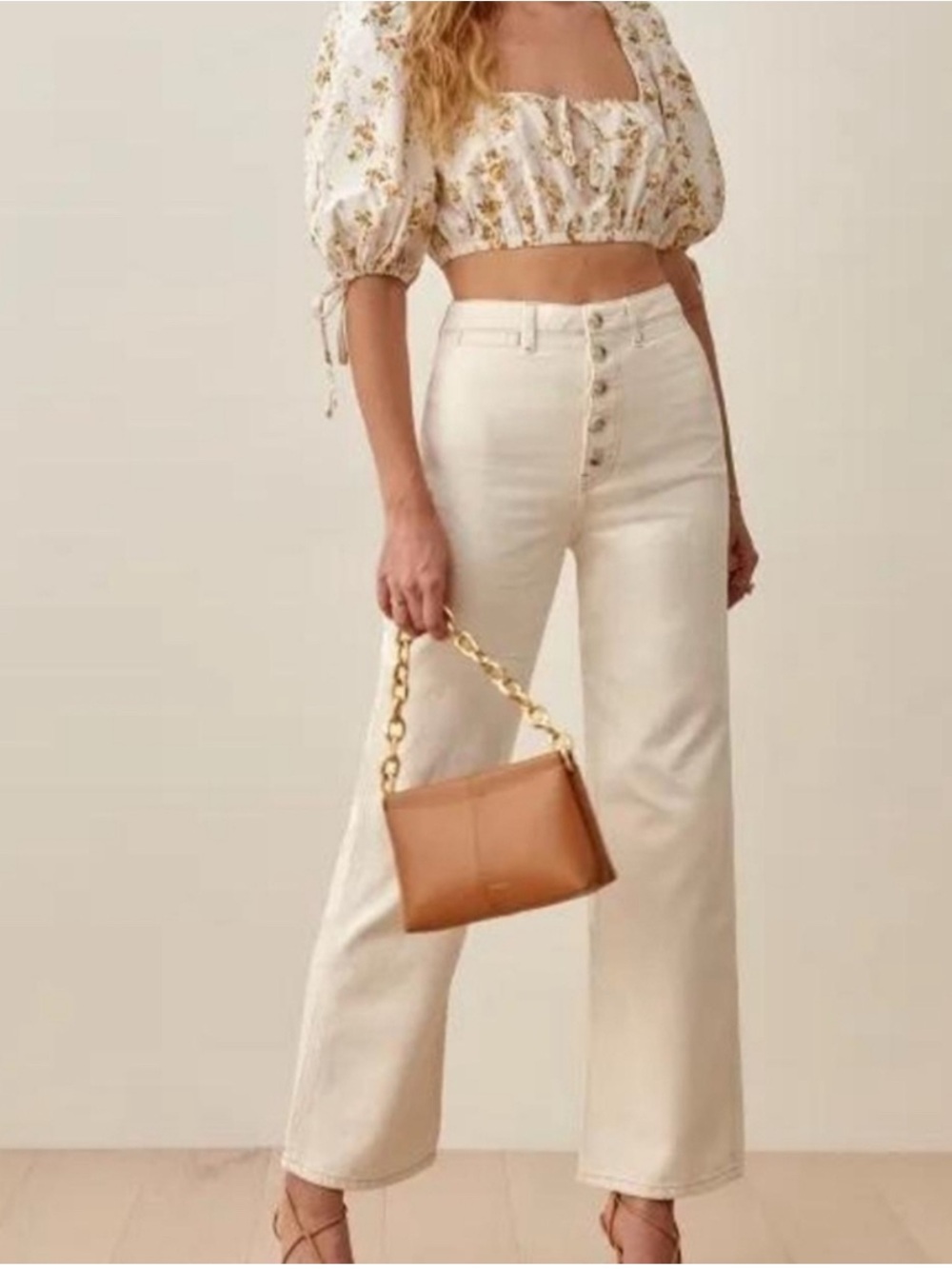 REFORMATION Lexi Wide Leg Jeans size 27 natural ivory